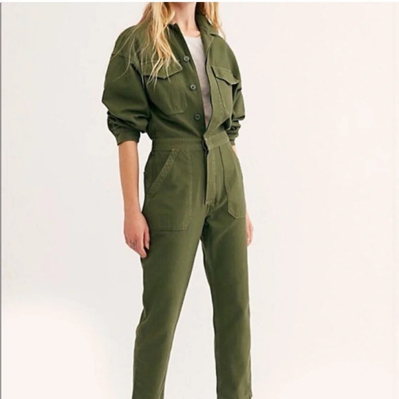 Citizens of Humanity Jumpsuit Marta Long Sleeve Cotton Utility Retreat Green M - Picture 7 of 16